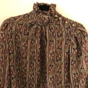 Vintage paisley ruffle collar blouse